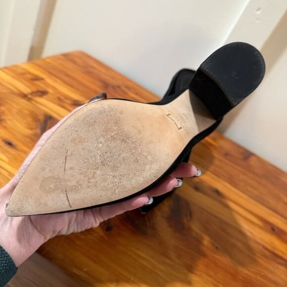 Black Leather Loafer Mule - Picture 1 of 4